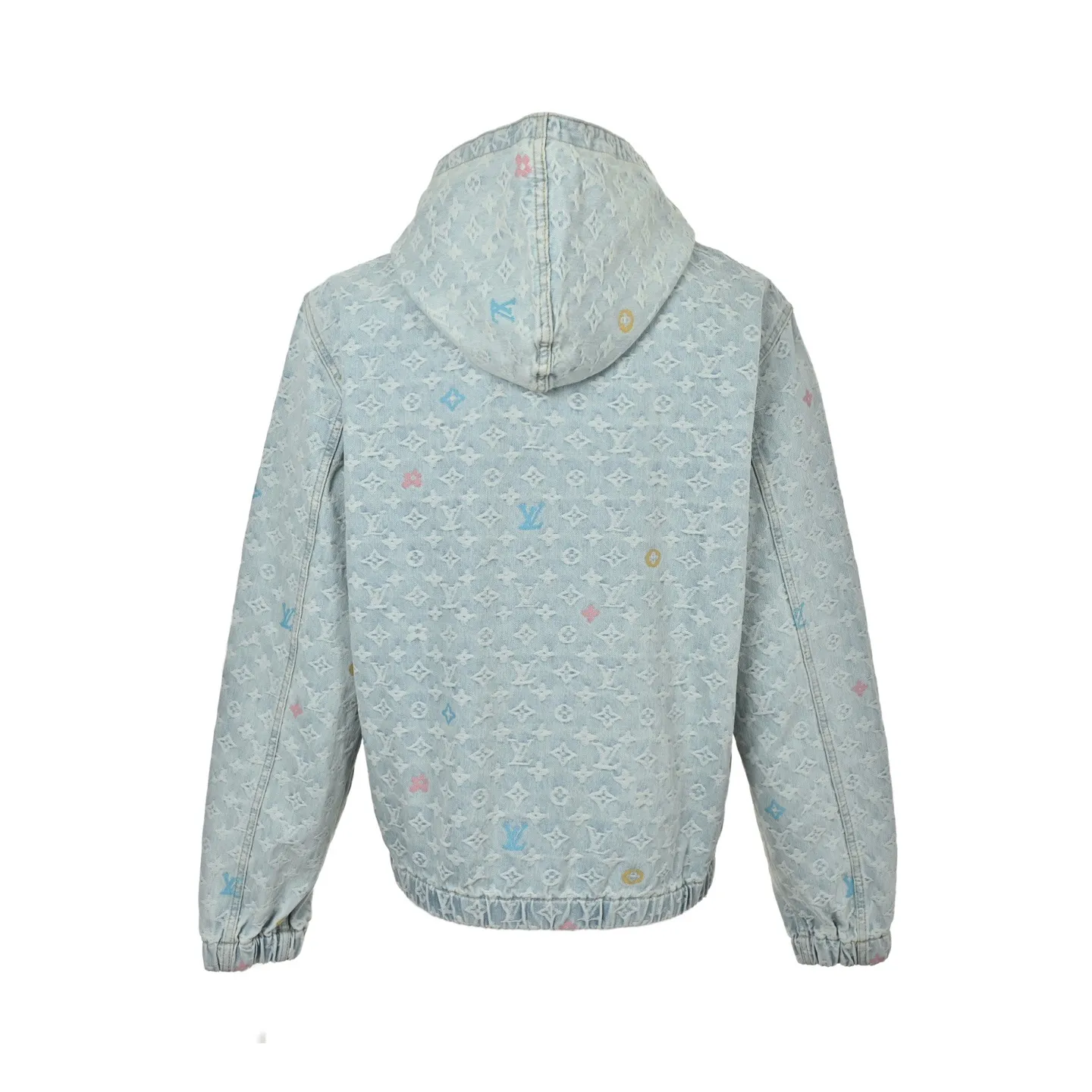 Louis Vuitton/Louis Vuitton 25Fw old flower jacquard embroidered zipper hooded denim jacket